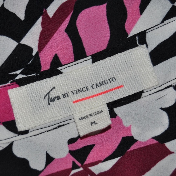 VINCE CAMUTO Shadow Floral High Low Button Down Blouse sz L Petite Women's Top - Picture 5 of 8